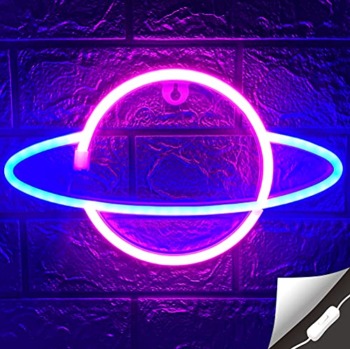 Lumoonosity Planet Neon Sign, USB Powered Planet Light Led Neon Signs with On/Off Switch, Planet Led Sign for Wall Decor, Aesthetic Hanging Saturn Neon Light, Planet Lights for Bedroom, Gaming Room | The Storepaperoomates Retail Market - Fast Affordable Shopping