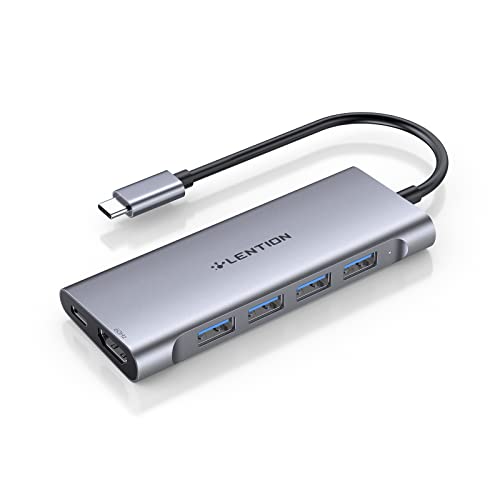 LENTION USB C Hub with 4K HDMI Output(4K@60Hz), 4 USB 3.0, Type C Charging Dongle Compatible 2023-2016 MacBook Pro, New Mac Air, Steamdeck, Type C Devices, Stable Driver Adapter (CB-C35sH, Space Gray)