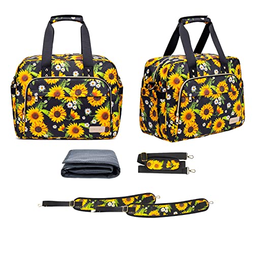 COALA HOLA 4 in 1 Baby Diaper Bag, Ergonomic Multi-function Waterproof Travel Backpack for Boys Girls – Sunflower