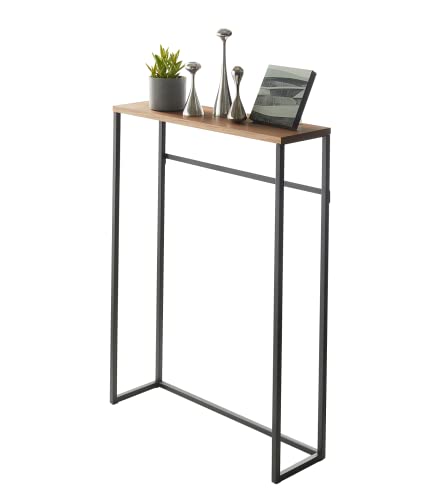 Yamazaki Home Modern Console, Slim Narrow Accent Entryway Or Living Room, Metal and Wood Skinny Hallway Or Sofa Table | Steel, One Size, Black