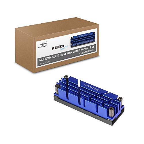 Vantec ICEBERQ M.2 NVMe/SSD Heat Sink with Thermal Pad (HS-NVME150-BL, Blue)