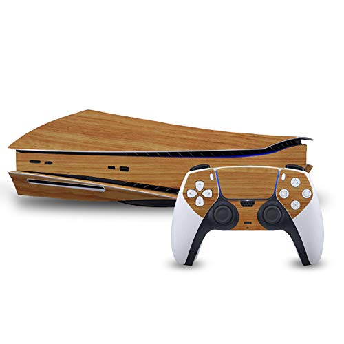 Honey Oak Woodgrain – Air Release Vinyl Decal Mod Skin Kit by System Skins – Compatible with Playstation 5 Console (PS5)