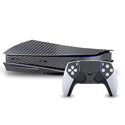 3D Carbon Fiber Gun Metal Gray – Air Release Vinyl Decal Mod Skin Kit by System Skins – Compatible with Playstation 5 Console (PS5)