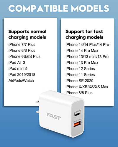 20W USB C Fast Charger, JUNVANG Dual Port PD Power Delivery + Quick Charger Wall Charger Block Plug for iPhone 14/14 Plus/14 Pro Max/13/12 Pro Max/Mini/11/XS/XR/X, iPad, AirPods, Samsung, LG (Pack-3) | The Storepaperoomates Retail Market - Fast Affordable Shopping