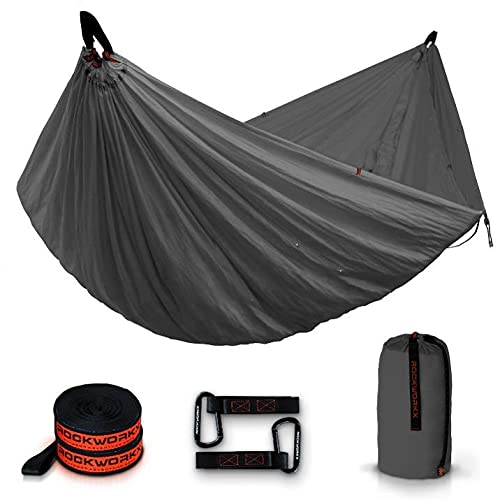 ROCKWORKX Camping Hammock USA Single & Double Portable Multi-Use as Sunshade/Weather Shade/Tent Cover for Compact Travel Indoor & Outdoor (Multiple Colors)