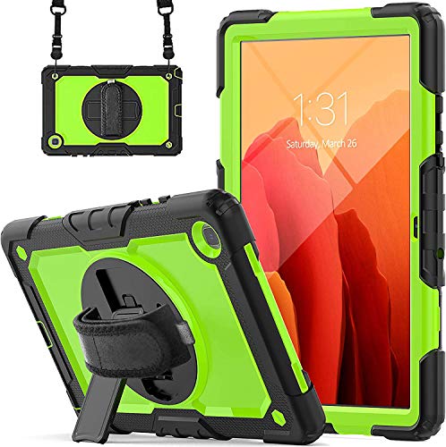 Samsung Galaxy Tab A7 Kids Case 2020 SM-T500/T505/T507 with Screen Protector | Blosomeet Full Body Shockproof Cover for Samsung Tab A7 10.4 w/S Pen Holder Stand Hand Strap Shoulder Strap | Green