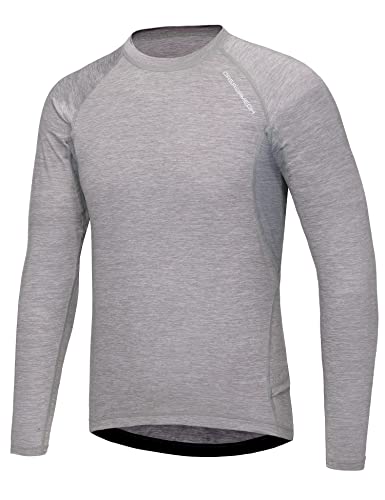Dasawamedh Men’s Long Sleeve Cycling Jerseys Lightweight Quick Dry Stretch Shirts for Running Hiking Grey Heather L