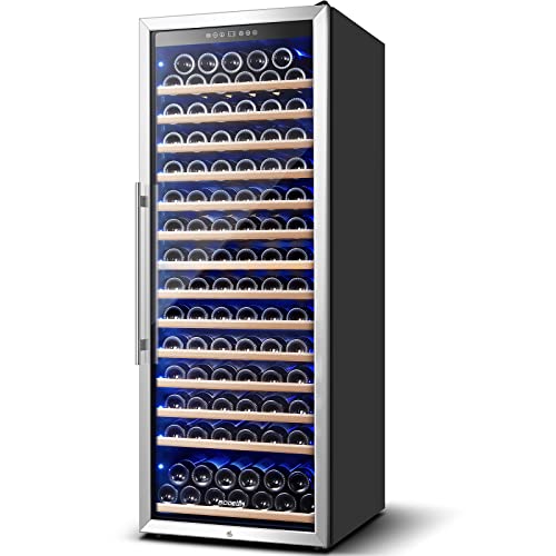 BODEGA Wine Cooler 24 Inch, 154 Bottles Wine Refrigerator, Freestanding Wine Fridge with Intelligent Temperature Memory & Humidity Control Design Wine Cooler, Upgraded Compressor, Quiet Operation