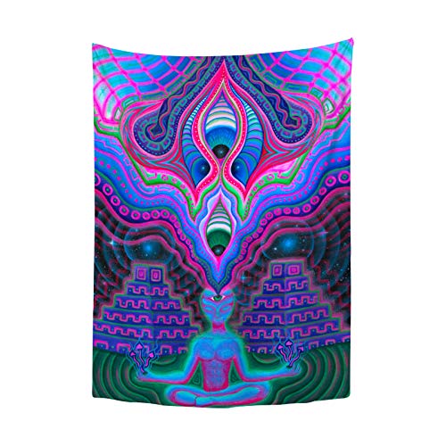 YongColer Psychedelic Trippy Hippie Spiritual Decor | Yoga Meditation Wall Tapestry, Third Eye Alien God Zen Seven Chakra Wall Hanging for Bed Room Living Dorm, 30×40 inches Poster Small Size