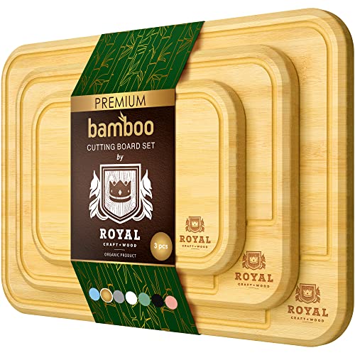 Wood Cutting Boards for Kitchen – Bamboo Cutting Board Set, Chopping Board Set – Wood Cutting Board Set – Wooden Cutting Board Set, Bamboo Cutting Boards for Kitchen (Natural)