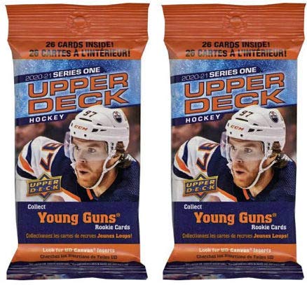 2 PACKS: 2020/21 Upper Deck Series 1 NHL Hockey FAT PACK (26 cards/pk)