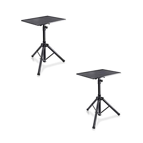 Pyle PLPTS3 Universal 28 Inch to 50 Inch Adjustable Tripod Design DJ Computer Device Stand Tray Holder for Laptops and Other Audio Equipment (2 Pack)