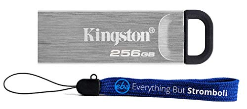 Kingston 256GB Flash Drive DataTraveler Kyson USB 3.2 High Speed 200MB/s USB for Computer (DTKN/256GB) Bundle with 1 Everything But Stromboli Lanyard