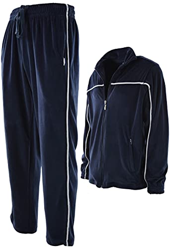 ChoiceApparel Mens Velour Tracksuit with Zippered Pockets (204-Navy, 2X-Large)