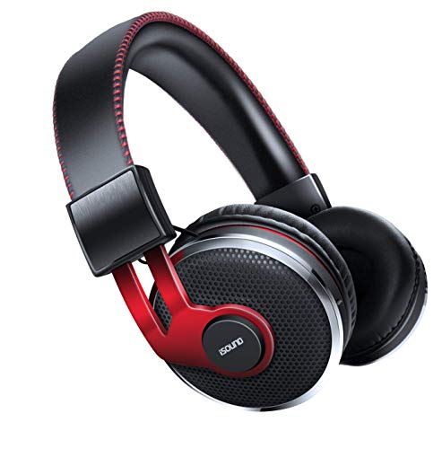 iSound Audio Isound BT-3500 Wireless Headphones with Mic and Music Contrls- 40mm Drivers Up to 15HRS Play Time, Red/Black