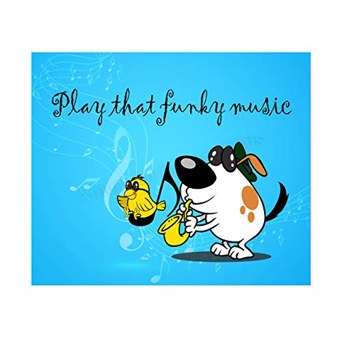 “Play That Funky Music” Funny Music Quotes- Poster Print- 10 x 8″ Wall Art Print-Ready To Frame. Fun Typographic Cartoon Print. Home- Office- Studio- School Decor. Perfect Gift For All Music Lovers!