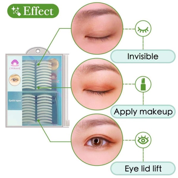 400pcs Invisible Slim Eyelid Tape Instant Eye Lift Strips, One-sided Sticky Eyelid Sticker – for Hooded, Droopy, Uneven, or Mono-eyelids Waterproof