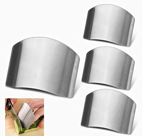 4 Pack Finger Guards for Safe to Slice Vegetables Fruit Stainless Steel Finger Hand Protector for Cutting Meat Chef Kitchen Tool Gadgets by RuiChy