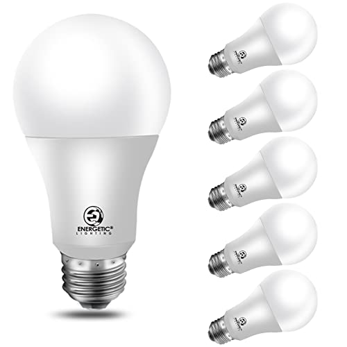 Energetic LED Bulbs 100 Watt Equivalent，Daylight 5000K A19 Dimmable Light Bulbs, 13.5W 1600lm CRI80+, 15000Hrs, UL Listed, 6-Pack