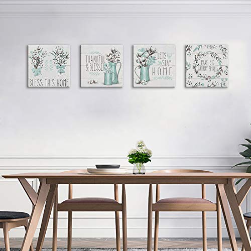 Merrleem Farmhouse Wall Art Cotton in Jar Canvas Print Painting Quotes Picture Artwork for Bathroom Bedroom Kitchen Home Decor (12″x12″x4pcs) | The Storepaperoomates Retail Market - Fast Affordable Shopping