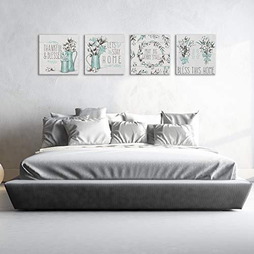 Merrleem Farmhouse Wall Art Cotton in Jar Canvas Print Painting Quotes Picture Artwork for Bathroom Bedroom Kitchen Home Decor (12″x12″x4pcs) | The Storepaperoomates Retail Market - Fast Affordable Shopping