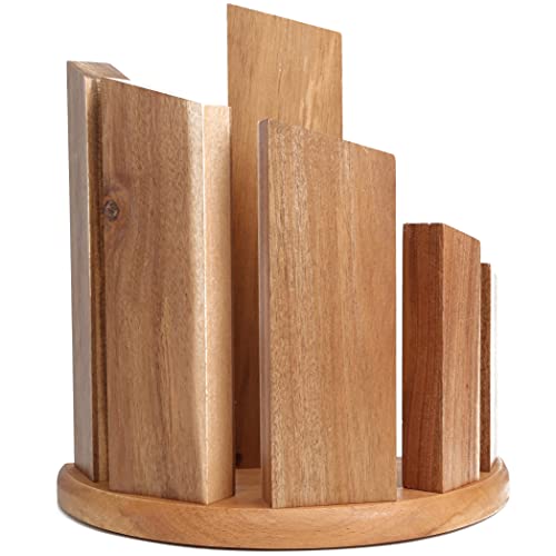 Resafy Wooden Magnetic Knife Block,360° Double Sided Knife Board Universal Knives Holder with Strong Magnet Knife Strip Stand