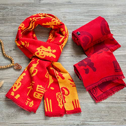 Red China Red Annual Meeting Scarf Wholesale Exquisite Autumn and Winter Mulberry Silk Ping’an Fu Scarf