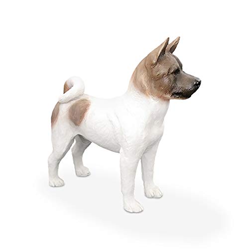 ZCQBCY Yellow and White Akita Dog Statue Figurine Model Simulation Dog Animal Statuette Sculpture Crafts Shiba Inu Soldier Decor Modern Home Indoor Outdoor Garden Decoration Ornament