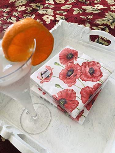 20-ct 13×13 Red Poppy Napkins Floral Paper Napkins Valentine Napkins Red Paper Napkins Red Cocktail Napkins Red Dinner Paper Napkins Floral Napkins for Decoupage Thanksgiving Napkins Christmas Napkins | The Storepaperoomates Retail Market - Fast Affordable Shopping