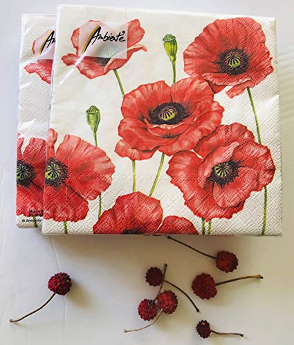 20-ct 13×13 Red Poppy Napkins Floral Paper Napkins Valentine Napkins Red Paper Napkins Red Cocktail Napkins Red Dinner Paper Napkins Floral Napkins for Decoupage Thanksgiving Napkins Christmas Napkins | The Storepaperoomates Retail Market - Fast Affordable Shopping