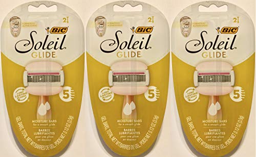 Bic Soleil Glide Razors – With Moisture Bars – 2 Count Razors Per Package – Pack of 3 Packages