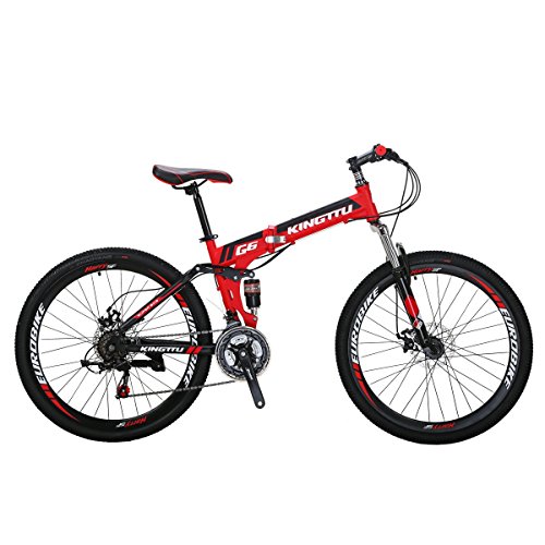 EUROBIKE 26 inch Bike G6 Folding Bike Adult Bikes Suspension Bicycle Double disc Brake Adult Folding Bikes (red)