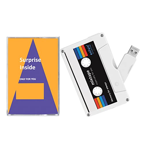 Enfain Surprise Mixtape USB Flash Drives 1980 Cassette Retro Gift Thumb Drive for Birthday, Anniversary, Reunion Thanksgiving Day to Special Person (USB 3.0 32GB, White)