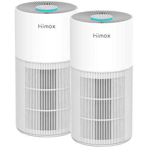 HIMOX 2Pack Air Purifiers for Home Allergies Pets Hair Odor, H13 True HEPA Filter, 4 Stage Filtration System Cleaner Odor Eliminator, Remove 99.99% Dust Smoke Mold Pollen, Breath Fresh and Clean Air