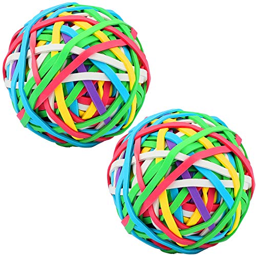 ADXCO 2 Pack Coloured Rubber Bands, Elastic Stretchable Band Ball Document Organizing for Office, Home, 300 Pieces