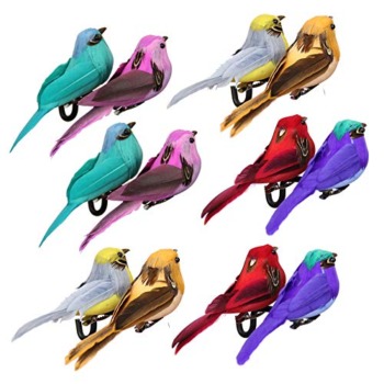 WDDH 12Pcs Artificial Feathered Birds Christmas Decorations, Colorful Simulation Foam Birds Clip-on Christmas Tree Ornament, Artificial Bird Ornaments for DIY Crafts Home Garden Wedding Easter Decor | The Storepaperoomates Retail Market - Fast Affordable Shopping