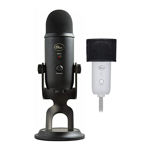 Blue Microphones Yeti (Blackout) Professional Multi-Pattern USB Microphone Bundle with Pop Filter (2 Items)