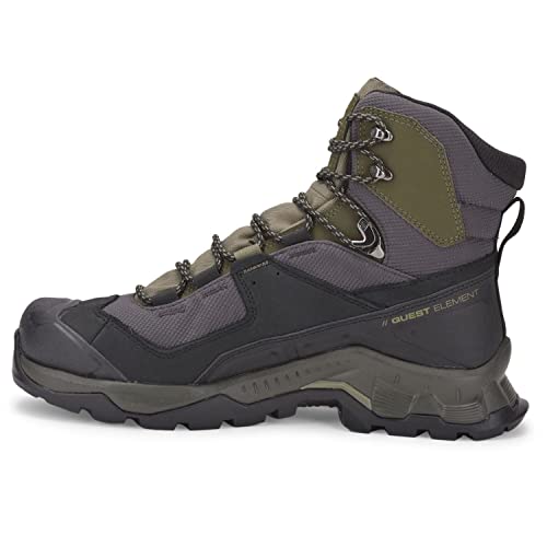 Salomon Quest Element Gore-TEX Hiking Boots for Men, Black/Deep Lichen Green/Olive Night, 10.5