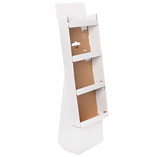 Retail Display Merchandising Rack Store Fixture – 57″ 4 Tier Shelf Easy Construction Cardboard Endcap Product Sales Stand for Small Business and Temporary Trade Show Presentation