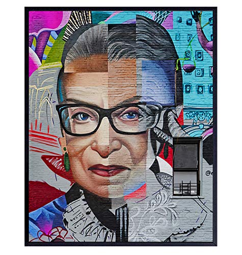 Ruth Bader Ginsburg Mural – RBG Graffiti Street Art – Unique Gift for Lawyer, Attorney, Judge, Liberal, Democrat, Feminist, Women – Cool Home Decor Wall Art Picture Print. 8×10 Unframed