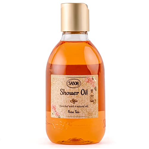 Sabon Shower Oil – Rose Tea | Moisturizing Body Wash | Bergamot, White Rose, Jasmine | Enriched with 4 Natural Oils | For All Skin Types | 10.1 Fl Oz