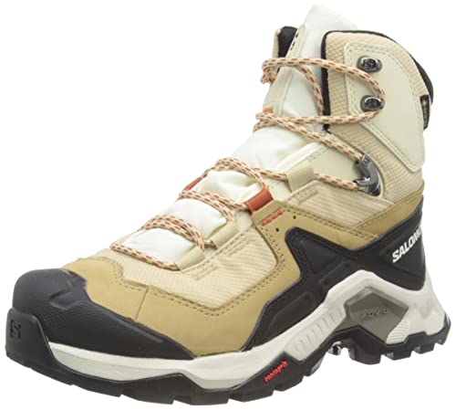Salomon Quest Element Gore-TEX Hiking Boots for Women, Safari/Vanilla Ice/Mecca Orange, 9