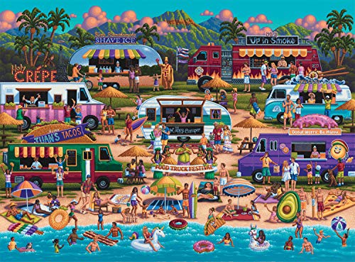 Buffalo Games – Pun Fuzzles – Hawaiian Food Truck Festival – 1000 Piece Jigsaw Puzzle