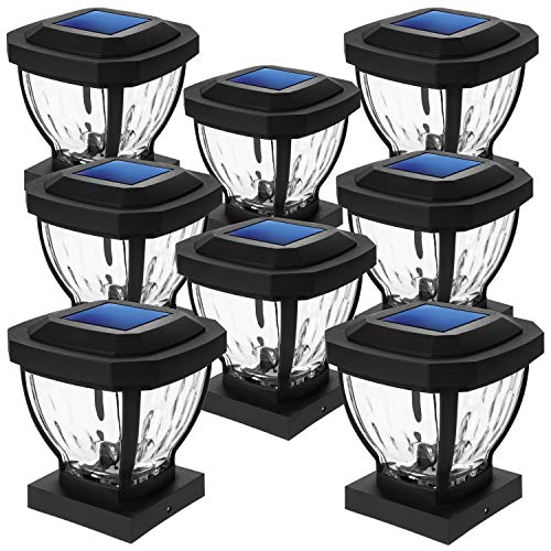 Home Zone Security Decorative Outdoor Solar Post Lights Black No Wiring 8 Set