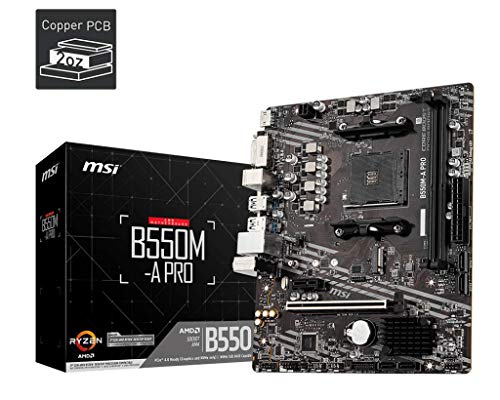 MSI B550M-A PRO ProSeries Motherboard (Support 3rd Gen AMD Ryzen, AM4, DDR4, PCIe 4.0, SATA 6Gb/s, M.2, USB 3.2 Gen 1, DVI/HDMI, Micro-ATX)