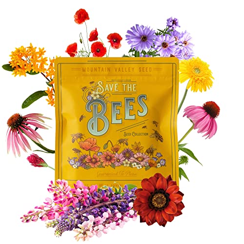 Package of 80,000 Wildflower Seeds – Save The Bees Wild Flower Seeds Collection – 19 Varieties of Pure Non-GMO Flower Seeds for Planting Including Milkweed, Poppy, and Lupine