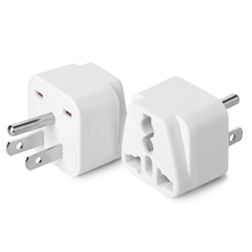 Bates- Universal to American Outlet Plug Adapter, 2 Pack, Canada Universal Travel Plug Adapter, 2 pc, UK to US Adapter, US Plug Adapter, US Travel Adapter, Plug Converter, Universal Travel Adapter