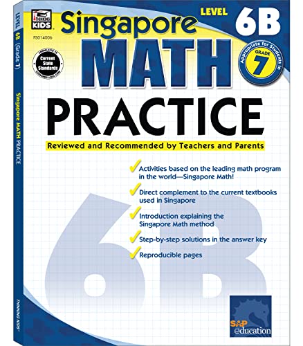 Singapore Math – Level 6B Math Practice Workbook for 7th Grade, Paperback, Ages 12–13 with Answer Key