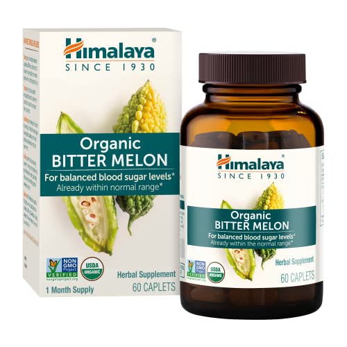 Himalaya Organic Bitter Melon / Karela for Glucose Metabolism, 660 mg, 60 Caplets, 1 Month Supply