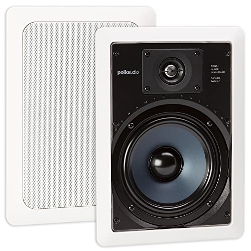 Polk Audio RC65i 2-way Premium In-Wall 6.5″ Speakers, Pair of 2 Perfect for Damp and Humid Indoor/Outdoor Placement – Bath, Kitchen, Covered Porches (White, Paintable-Grille)